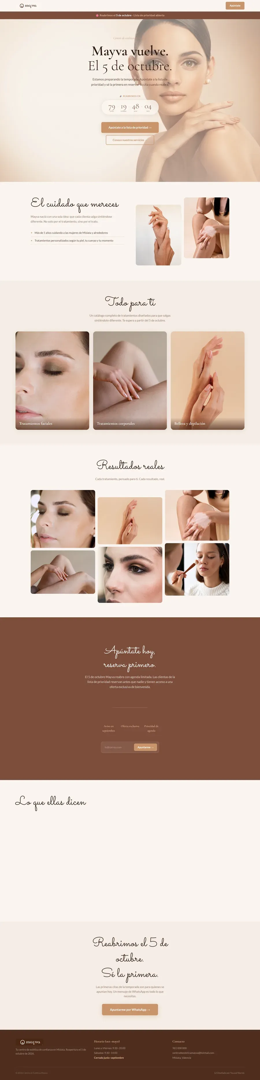 Captura de la web de Estética Mayva